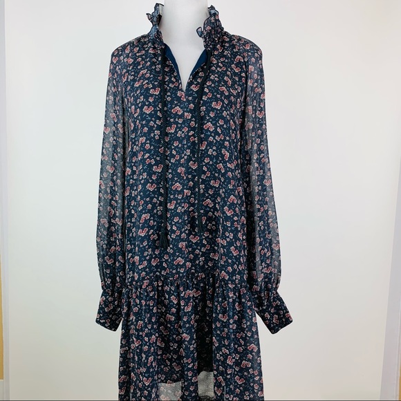 See By Chloe Floral Haze Lace Trim Dress Sz 42 - Picture 2 of 14